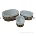 Wood Chip Sea Grass  Storage Baskets with Liner